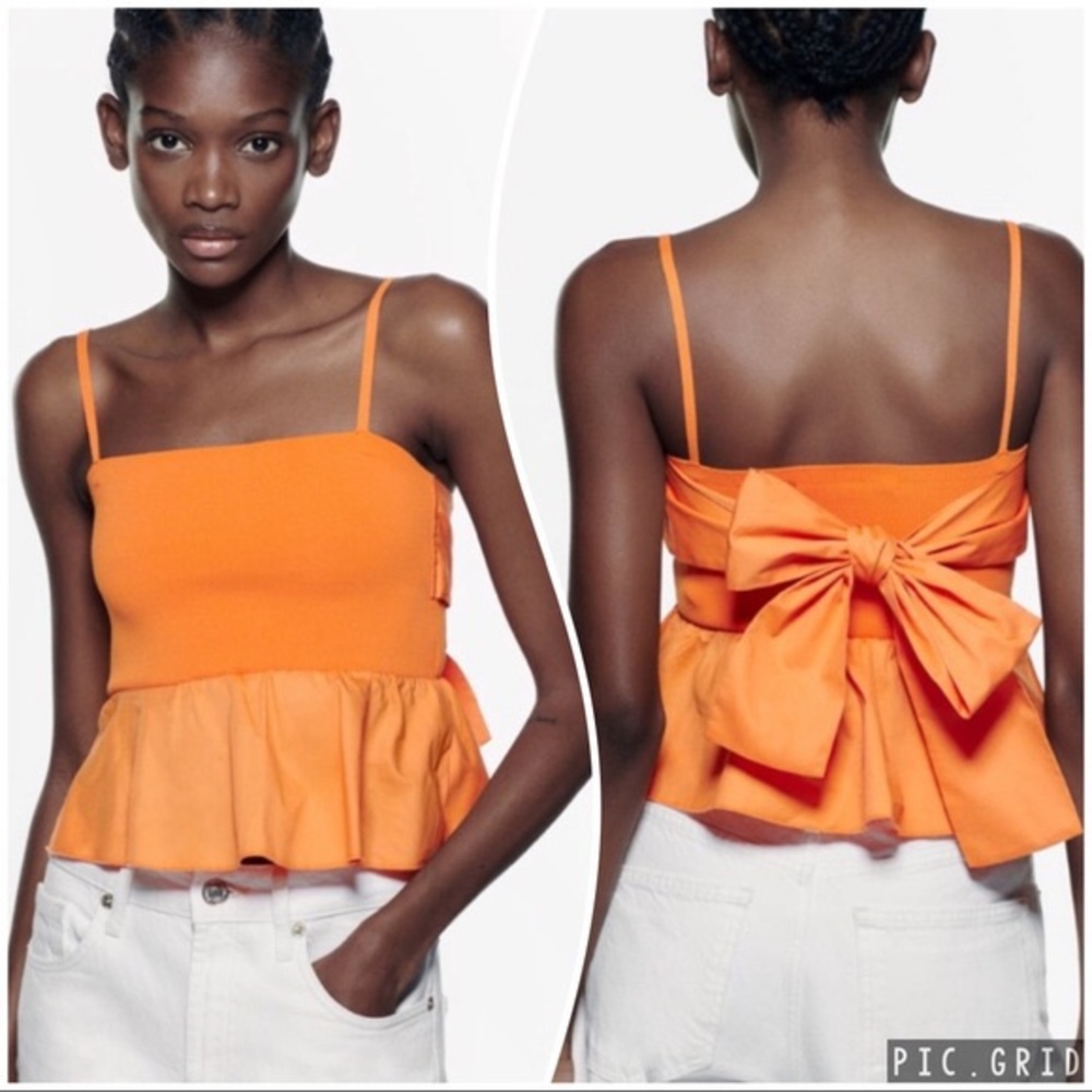 NWT ZARA ORANGE CROP TOP SIZE S